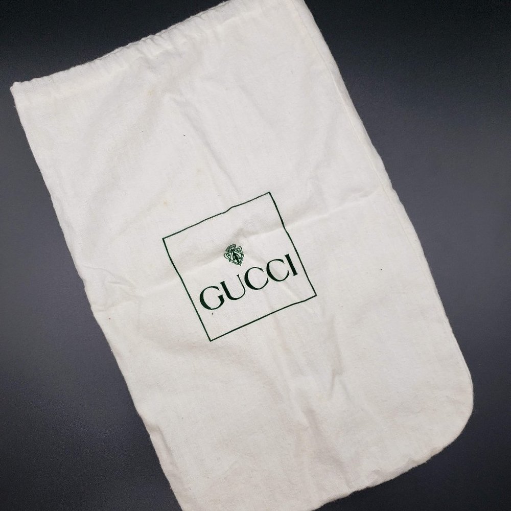 White and Green Felted Gucci Dust Bag